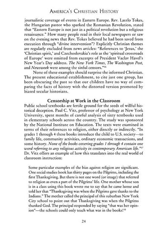 AMERICA'S CHRISTIAN HISTORY: THE UNTOLD STORY