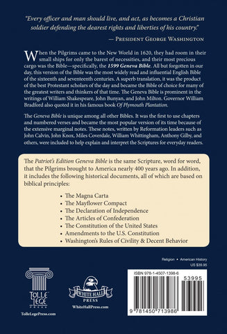 1599 Geneva Bible - Patriot's Edition - Hardback